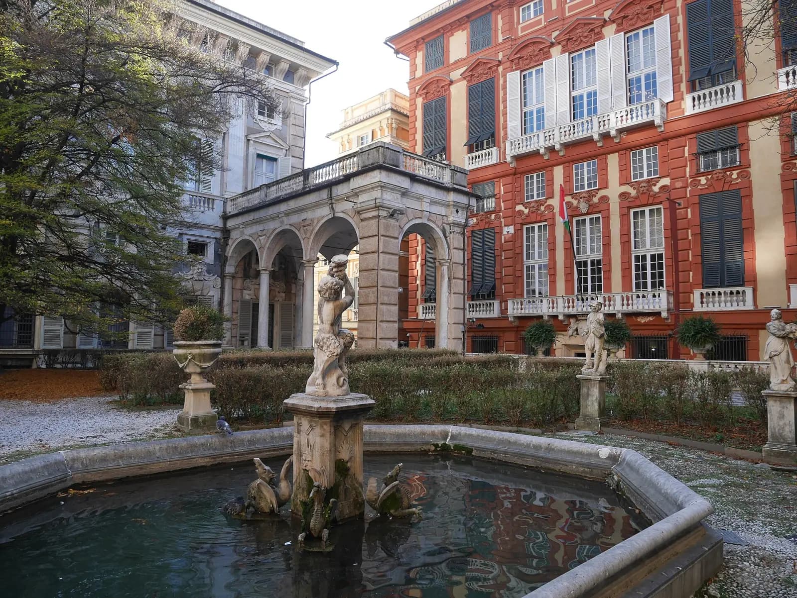 Palazzo Rosso seen from the garden of Palazzo Bianco on Via Garibaldi